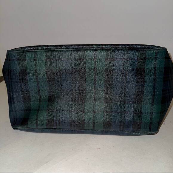 VINTAGE RALPH LAUREN Black Watch Waxed Leather Coated Canvas Overnight Bag - Picture 3 of 6